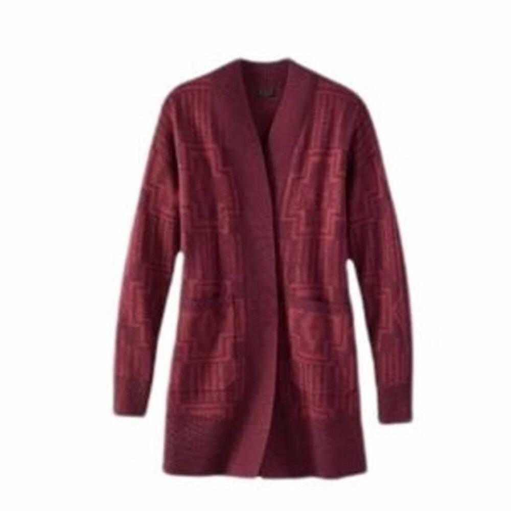 Pendleton Harding Long Wool Cardigan Burgundy Heather Size XXL